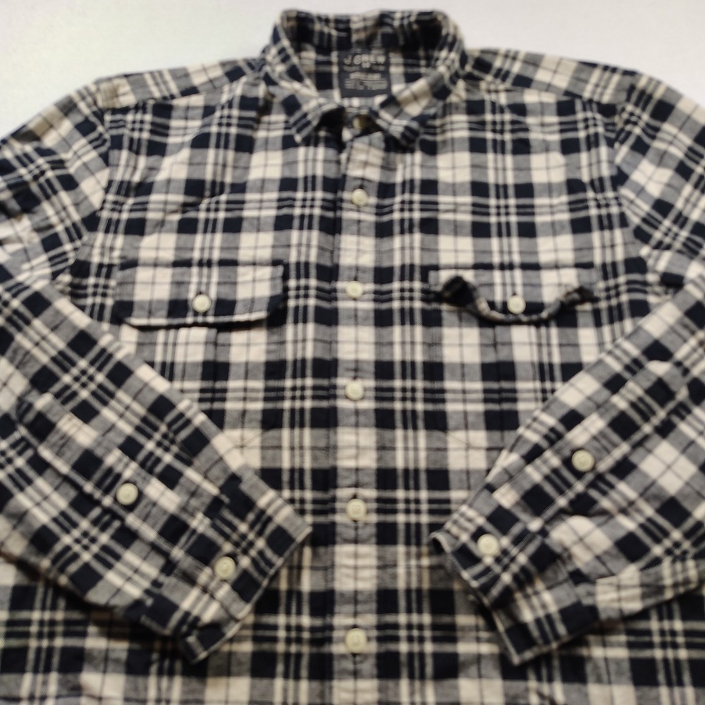 J.Crew Mens Plaid Workshirt Long Sleeve Button‎ Up L double chest pockets - Picture 3 of 7